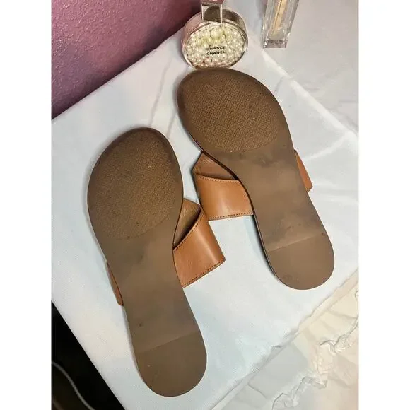 Tory Burch Jamie Weston Logo Sandals in Royal Tan US 7.5 - Picture 7 of 7